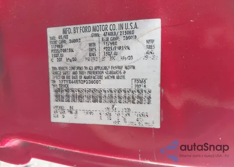 2002 Ford Ranger Xlt from USA, damaged, VIN 1FTYR44E32PB38003